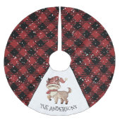 Jupon De Sapin En Polyester Brossé Reindeer Plaid Christmas (Devant)