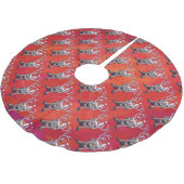 Jupon De Sapin En Polyester Brossé Reindees Noël Sur Vert (Angle)