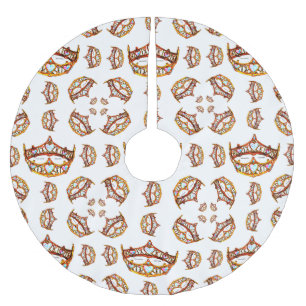 Jupon De Sapin En Polyester Brossé Reine des Coeurs Or Couronne Tiaras blanc