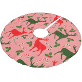 Jupon De Sapin En Polyester Brossé rennes de noël rose (Angle)