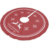 Jupon De Sapin En Polyester Brossé Rennes Rouges Et Blancs Avec Snowflakes Noël (Angle)