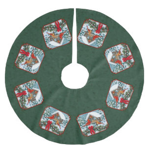 Jupon De Sapin En Polyester Brossé Repas de Noël des cardinaux Vert
