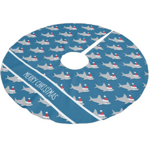 Jupon De Sapin En Polyester Brossé Requin mignon portant Noël de nouveauté de