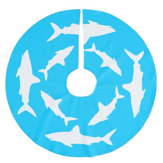 Jupon De Sapin En Polyester Brossé Requins blancs en cercle (Devant)