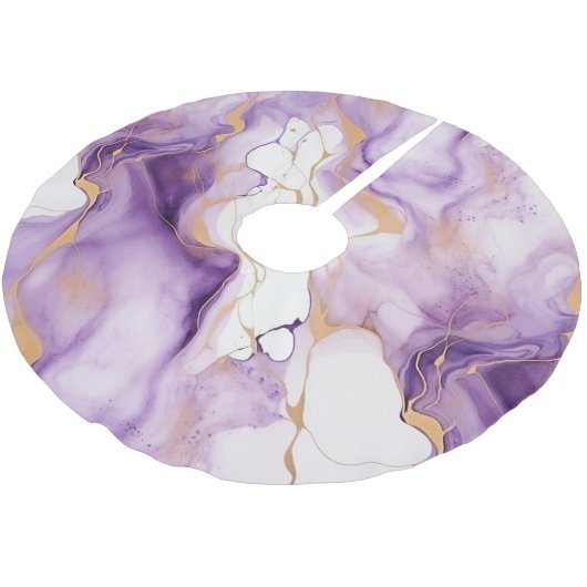 Jupon De Sapin En Polyester Brossé Résumé Or Blanc Violet (Angle)