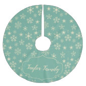 Jupon De Sapin En Polyester Brossé Rétro Aqua Snowflakes personnalisable (Devant)