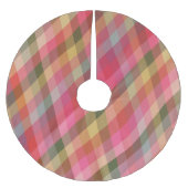 Jupon De Sapin En Polyester Brossé Retro Diagonal Noël Plaid mignonne Preppy Holiday (Devant)