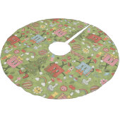 Jupon De Sapin En Polyester Brossé retro groovy 1970 disco christmas tree green check (Angle)