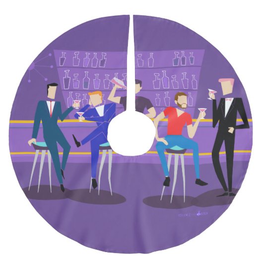 Jupon De Sapin En Polyester Brossé Rétro jupe d'arbre de Noël de bar gay (Devant)