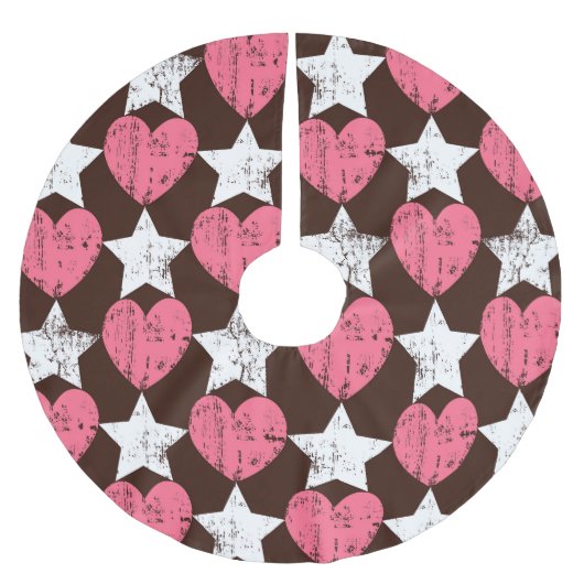 Jupon De Sapin En Polyester Brossé Retro Threadbare Hearts Stars Texture (Devant)