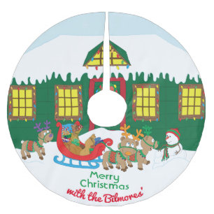Jupon De Sapin En Polyester Brossé Réveillon de Noël à Père Noël