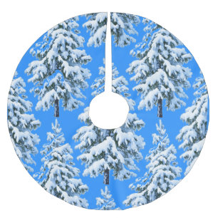 Jupon De Sapin En Polyester Brossé Rêves d'Arbre Glacé Forêt enneigée