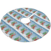 Jupon De Sapin En Polyester Brossé Rhodesian Ridgeback Chien dans neige cadeau de Noë (Angle)