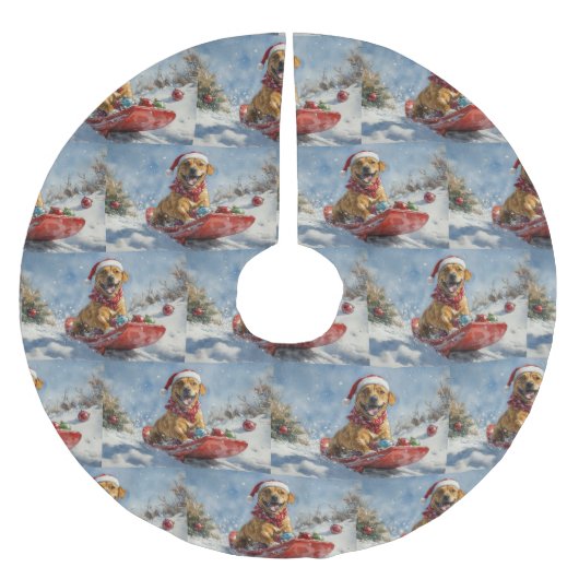 Jupon De Sapin En Polyester Brossé Rhodesian Ridgeback Dog dans Sledge Noël (Devant)