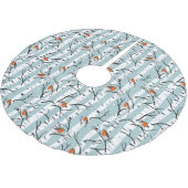 Jupon De Sapin En Polyester Brossé Robins européens sur bouleau d'argent dans la neig (Angle)