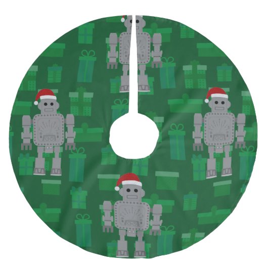 Jupon De Sapin En Polyester Brossé robot xmas santa claus (Devant)