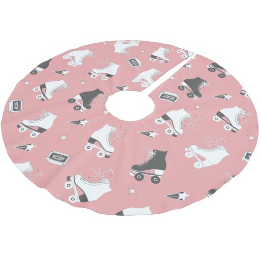 Jupon De Sapin En Polyester Brossé Roller skates cassette motif. (Angle)
