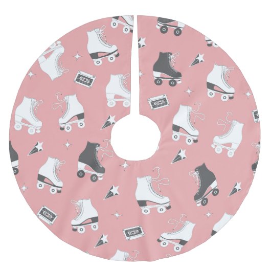 Jupon De Sapin En Polyester Brossé Roller skates cassette motif. (Devant)