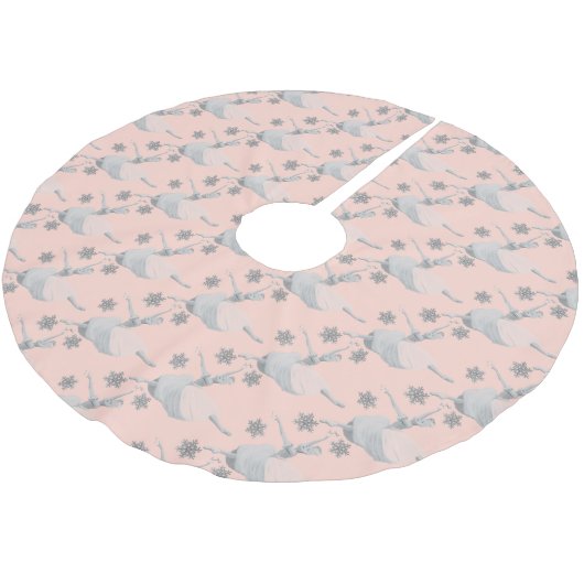 Jupon De Sapin En Polyester Brossé Rose Ballerina Gold Tree (Angle)