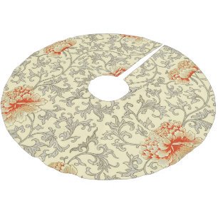 Jupon De Sapin En Polyester Brossé Rose Botanique Gris Vintage Floral