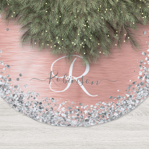 Jupon De Sapin En Polyester Brossé Rose Gold brossé Parties scintillant métallique No