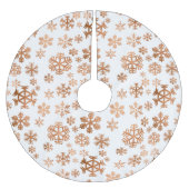 Jupon De Sapin En Polyester Brossé Rose Gold Snowflake Motif blanc (Devant)