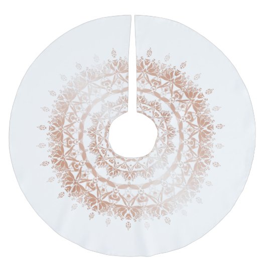 Jupon De Sapin En Polyester Brossé Rose Gold White Damask Mandala (Devant)
