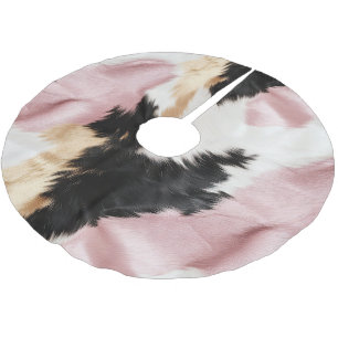 Jupon De Sapin En Polyester Brossé Rose Pâle Or Blanc Cuir De Vache Noir Animal