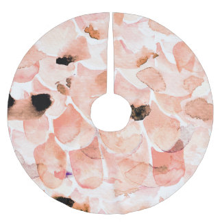 Jupon De Sapin En Polyester Brossé Rose, pivoine, feuille, motif aquarelle.