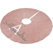 Jupon De Sapin En Polyester Brossé Rose Rose Parties scintillant Or & Monogramme étin (Angle)