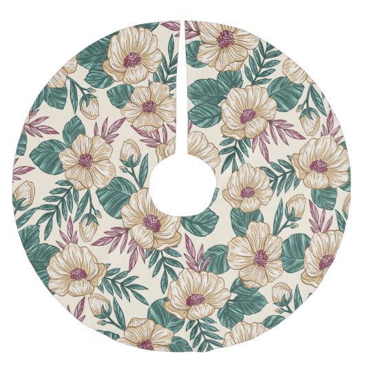 Jupon De Sapin En Polyester Brossé Roses (Devant)