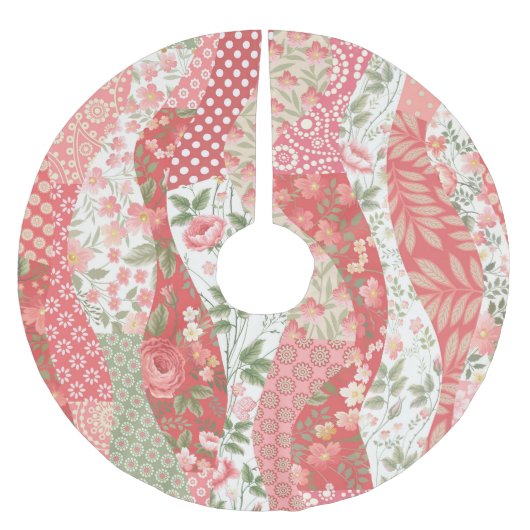 Jupon De Sapin En Polyester Brossé Roses de Patchwork : conception motif transparente (Devant)