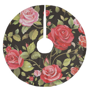 Jupon De Sapin En Polyester Brossé Roses roses roses : motif floral élégant.