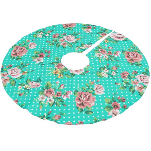 Jupon De Sapin En Polyester Brossé Roses Roses Roses Roses Roses Roses Polkadot Motif (Angle)