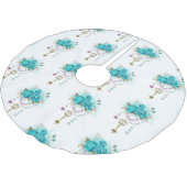 Jupon De Sapin En Polyester Brossé Roses turquoise avec touches (Angle)