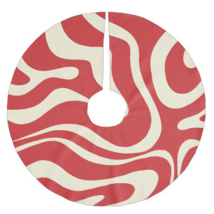 Jupon De Sapin En Polyester Brossé Rouge abstrait de Noël en tourbillon liquide moder