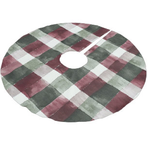 Jupon De Sapin En Polyester Brossé Rouge Bourgogne Crème verte Blanc Plaid