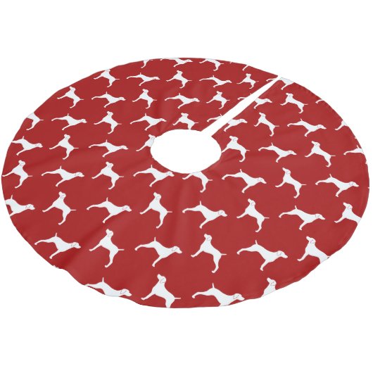 Jupon De Sapin En Polyester Brossé Rouge de motif de silhouettes de Weimaraner (Angle)