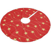 Jupon De Sapin En Polyester Brossé Rouge des étoiles d'or modernes (Angle)