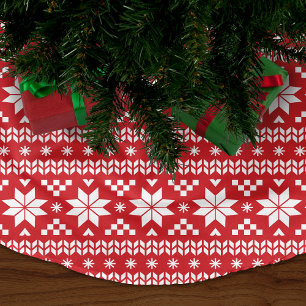 Jupon De Sapin En Polyester Brossé Rouge et blanc Fair Isle Motif