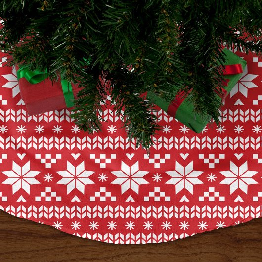 Jupon De Sapin En Polyester Brossé Rouge et blanc Fair Isle Motif