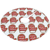 Jupon De Sapin En Polyester Brossé Rouge Knit Sucre Cookie Mitten Noël Cuisine (Angle)