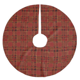 Jupon De Sapin En Polyester Brossé Rouge Noir Plat Or