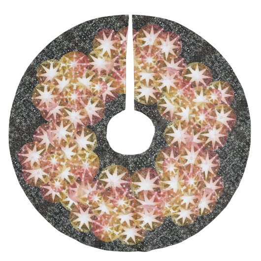 Jupon De Sapin En Polyester Brossé Rouge Orange Gemstone Rhinestone Or (Devant)