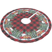 Jupon De Sapin En Polyester Brossé Rouge Rustique Checker Plaid (Angle)