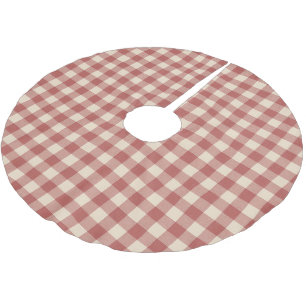 Jupon De Sapin En Polyester Brossé Rouge rustique En vichy moderne Noël