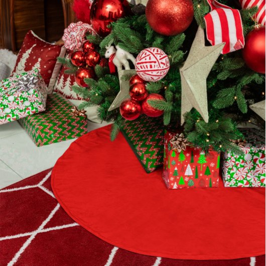 Jupon De Sapin En Polyester Brossé Rouge Uni