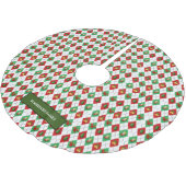 Jupon De Sapin En Polyester Brossé Rouge vert blanc noël motif nom monogramme (Angle)