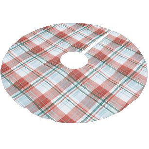 Jupon De Sapin En Polyester Brossé Rouge Vert Bleu Carreaux Rayures Noël