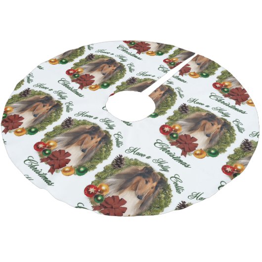 Jupon De Sapin En Polyester Brossé Rough Collie Noël (Angle)